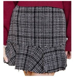 Francesca Darla Raw Hem Tweed Mini Skirt New With Tags